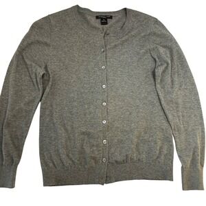 August Silk Petite Gray Cotton Cashmere Blend Button Front Cardigan Sweater PM